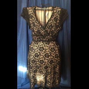 Lacy Black Knee Length Cocktail Dress